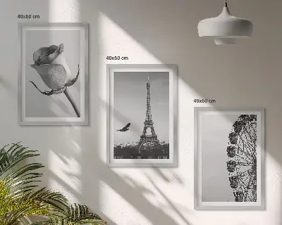 Billedsæt til soveværelset med motiv af Eiffeltårnet og pariserhjul i rosafarver