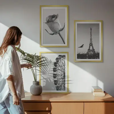 Billedsæt til soveværelset med motiv af Eiffeltårnet og pariserhjul i rosafarver