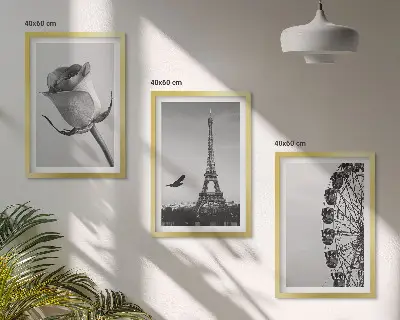 Billedsæt til soveværelset med motiv af Eiffeltårnet og pariserhjul i rosafarver
