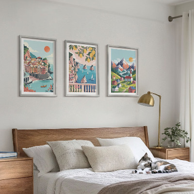 Billedvæg inspiration Farverige bjerge og byer