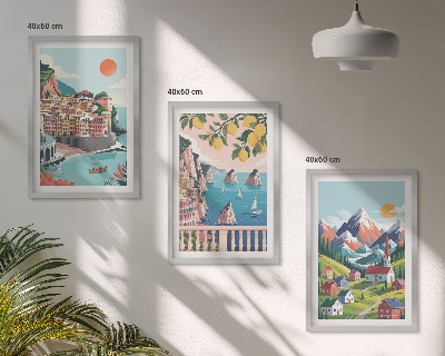 Billedvæg inspiration Farverige bjerge og byer