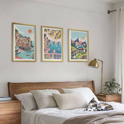 Billedvæg inspiration Farverige bjerge og byer