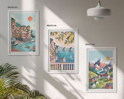 Billedvæg inspiration Farverige bjerge og byer