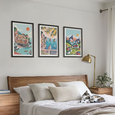 Billedvæg inspiration Farverige bjerge og byer