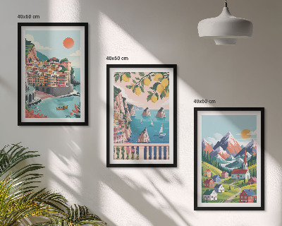 Billedvæg inspiration Farverige bjerge og byer