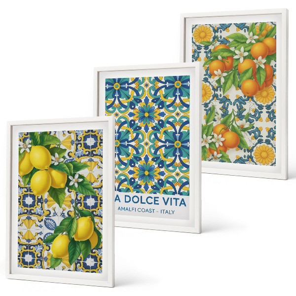 Billedvæg inspiration Citroner, appelsiner, blomster, Italien