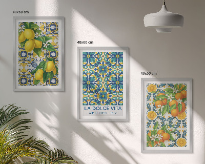 Billedvæg inspiration Citroner, appelsiner, blomster, Italien