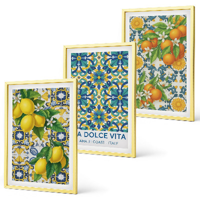Billedvæg inspiration Citroner, appelsiner, blomster, Italien