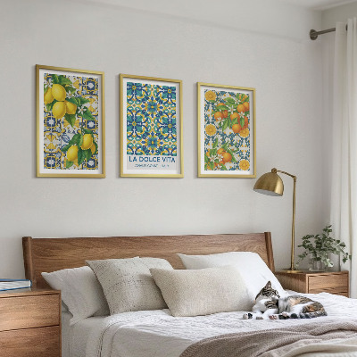 Billedvæg inspiration Citroner, appelsiner, blomster, Italien
