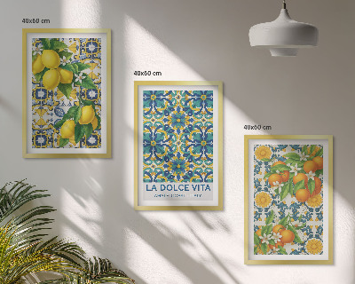 Billedvæg inspiration Citroner, appelsiner, blomster, Italien
