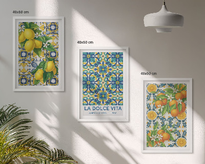Billedvæg inspiration Citroner, appelsiner, blomster, Italien
