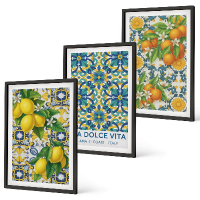 Billedvæg inspiration Citroner, appelsiner, blomster, Italien