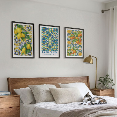 Billedvæg inspiration Citroner, appelsiner, blomster, Italien
