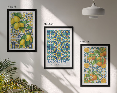 Billedvæg inspiration Citroner, appelsiner, blomster, Italien