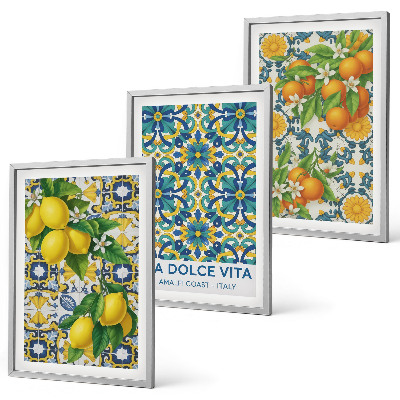 Billedvæg inspiration Citroner, appelsiner, blomster, Italien