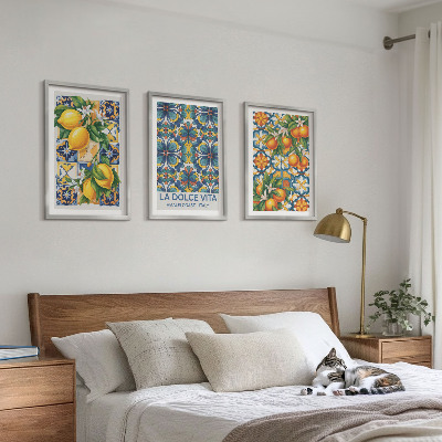 Triptykon billeder med ramme Citron-appelsinblomster mønstre