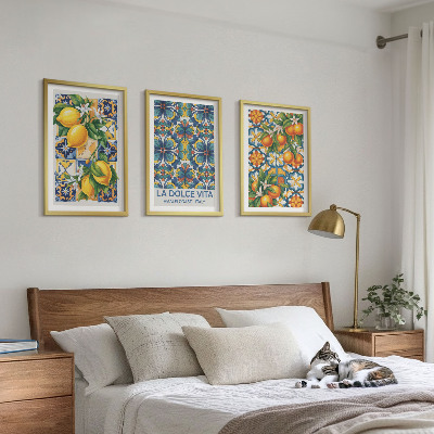 Triptykon billeder med ramme Citron-appelsinblomster mønstre
