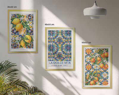 Triptykon billeder med ramme Citron-appelsinblomster mønstre
