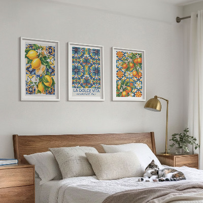 Triptykon billeder med ramme Citron-appelsinblomster mønstre