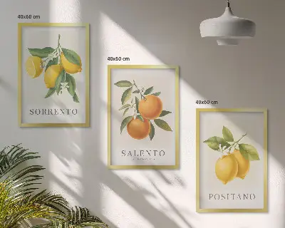 Billedsæt til soveværelset med amalfi-citroner og appelsiner