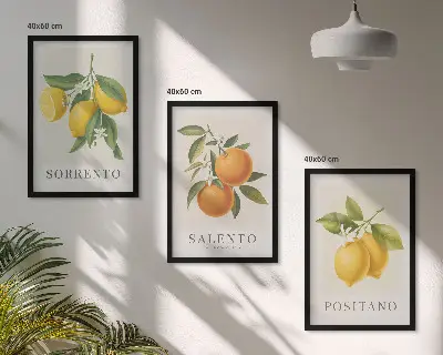 Billedsæt til soveværelset med amalfi-citroner og appelsiner