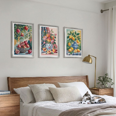 Billedsæt til soveværelset Blomster og frugt i vaser
