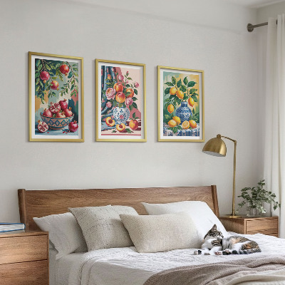 Billedsæt til soveværelset Blomster og frugt i vaser