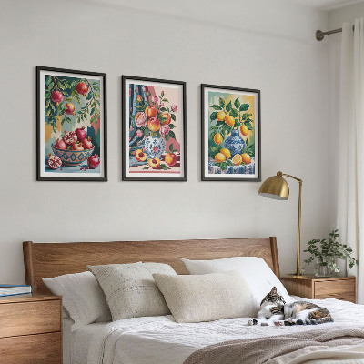 Billedsæt til soveværelset Blomster og frugt i vaser