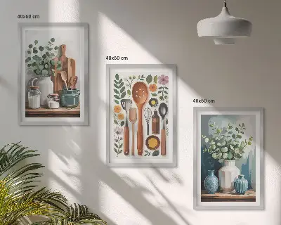 Plantebaseret køkkentilbehør inspiration til billedvæg