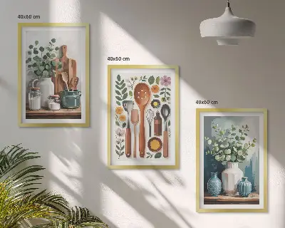 Plantebaseret køkkentilbehør inspiration til billedvæg