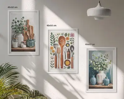 Plantebaseret køkkentilbehør inspiration til billedvæg