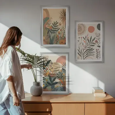 Sengesæt til soveværelset med plantemotiver i dæmpede farver