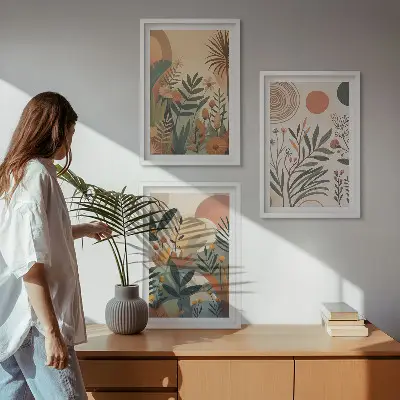 Sengesæt til soveværelset med plantemotiver i dæmpede farver