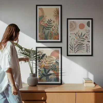 Sengesæt til soveværelset med plantemotiver i dæmpede farver