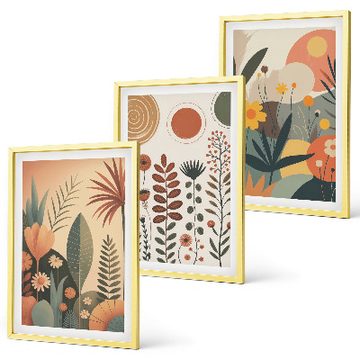 Triptykon billeder med ramme Boho plantemønstre natur