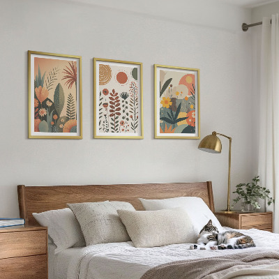 Triptykon billeder med ramme Boho plantemønstre natur