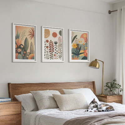Triptykon billeder med ramme Boho plantemønstre natur