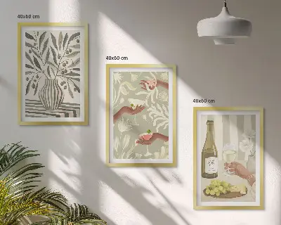 Billedvæg med rustikke cocktails inspiration med olivenblomster