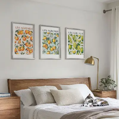Sengesæt til soveværelset med frugtagtige citrus-pastelmønstre