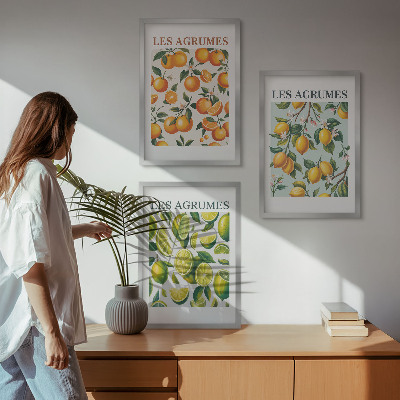 Billedsæt til soveværelset Frugtagtige citrus pastelmønstre