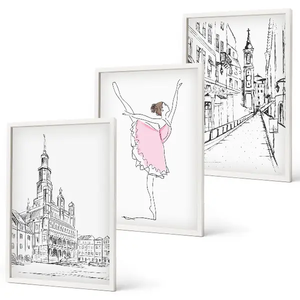 Billedvæg med ballerinaer og arkitektur inspiration til stilfuld indretning