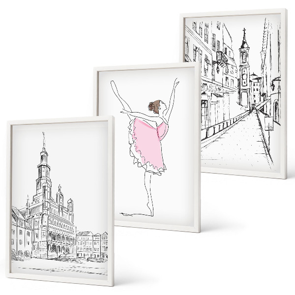 Billedvæg inspiration Stilfulde ballerinaer og arkitektur