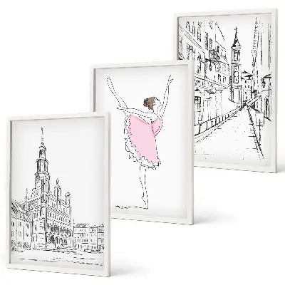 Billedvæg med ballerinaer og arkitektur inspiration til stilfuld indretning