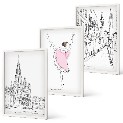 Billedvæg inspiration Stilfulde ballerinaer og arkitektur