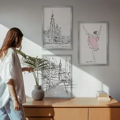 Billedvæg med ballerinaer og arkitektur inspiration til stilfuld indretning