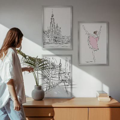 Billedvæg inspiration Stilfulde ballerinaer og arkitektur
