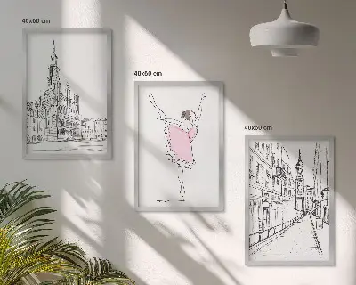 Billedvæg med ballerinaer og arkitektur inspiration til stilfuld indretning