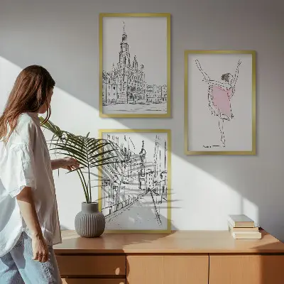 Billedvæg med ballerinaer og arkitektur inspiration til stilfuld indretning
