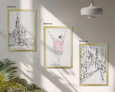 Billedvæg med ballerinaer og arkitektur inspiration til stilfuld indretning