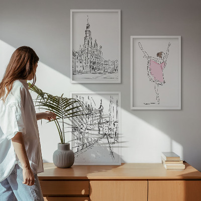Billedvæg inspiration Stilfulde ballerinaer og arkitektur